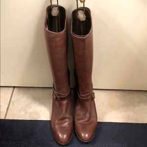 Brown knee high leather riding boots